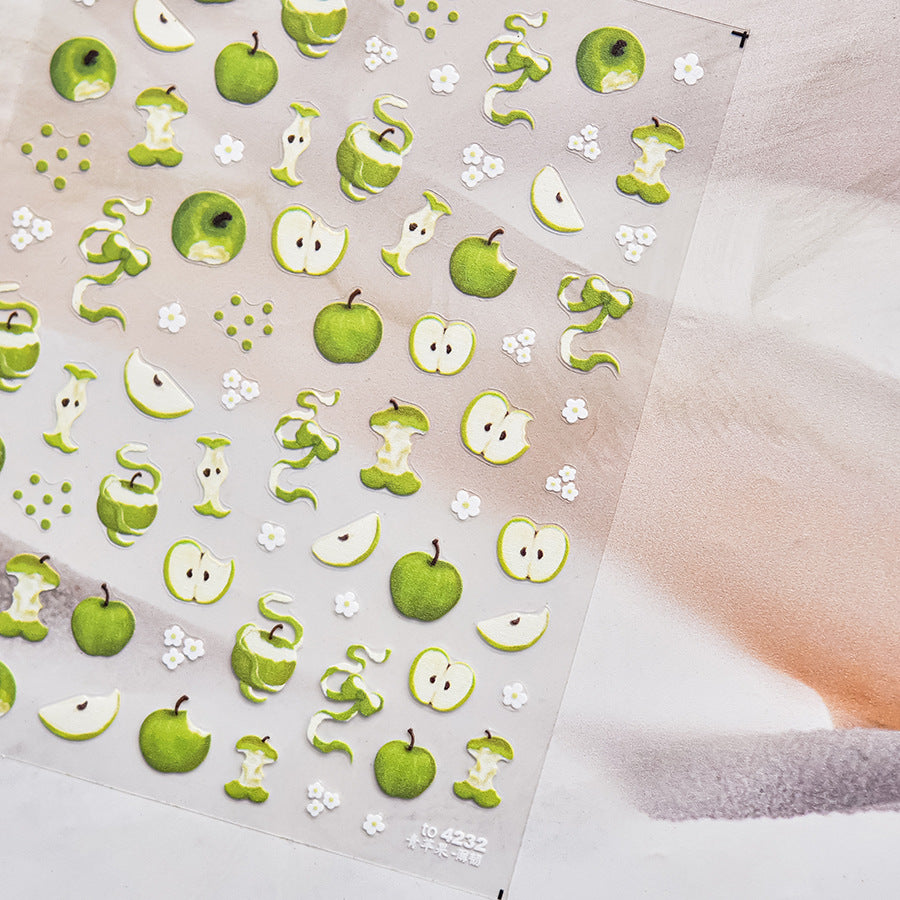 1 Piece Kawaii Red Cherry Bow Nail Stickers 5D Cute Fruit Design Adhesive Decorative Stickers for High-Quality Nail Art