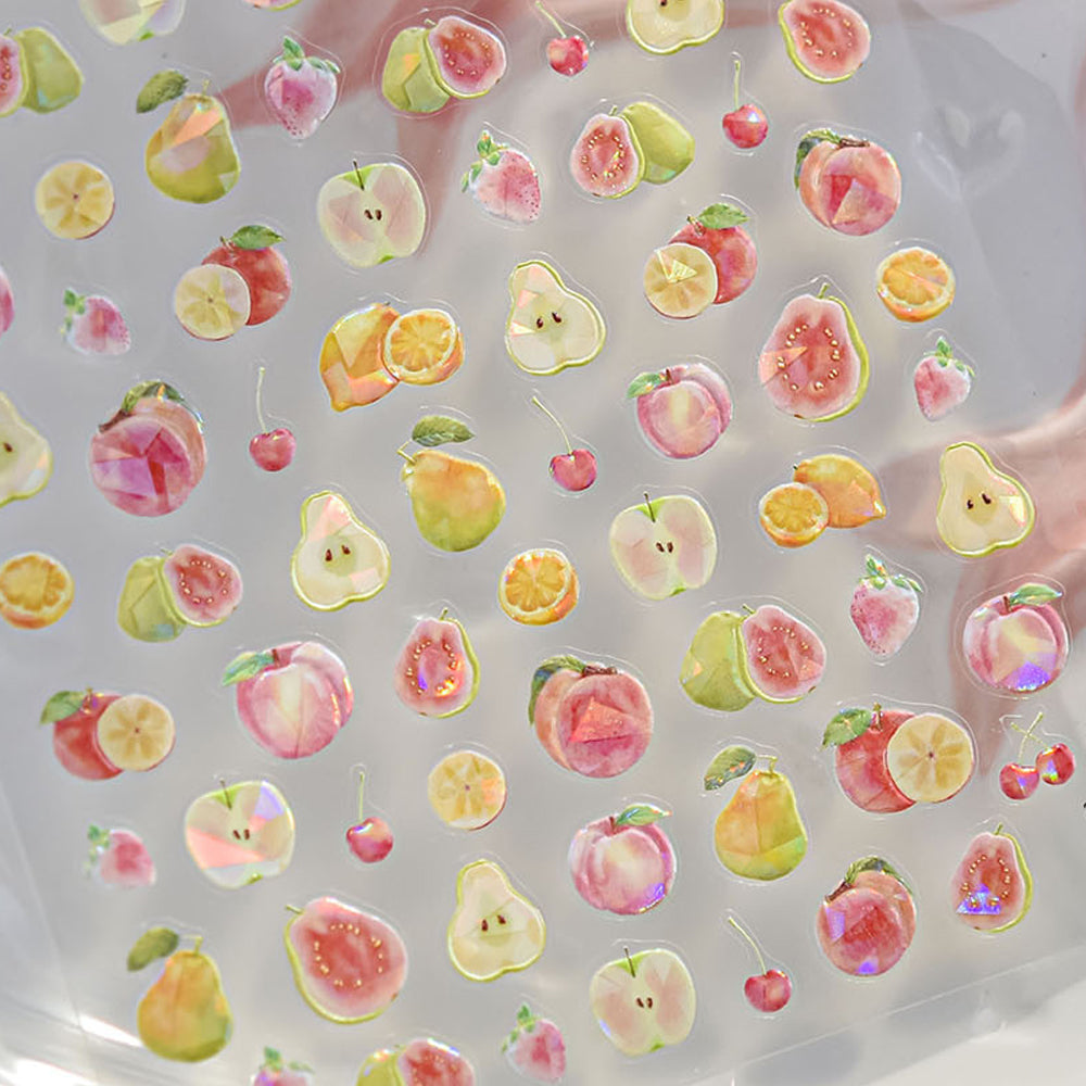 1 Piece Kawaii Red Cherry Bow Nail Stickers 5D Cute Fruit Design Adhesive Decorative Stickers for High-Quality Nail Art