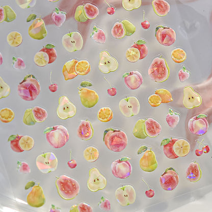 1 Piece Kawaii Red Cherry Bow Nail Stickers 5D Cute Fruit Design Adhesive Decorative Stickers for High-Quality Nail Art