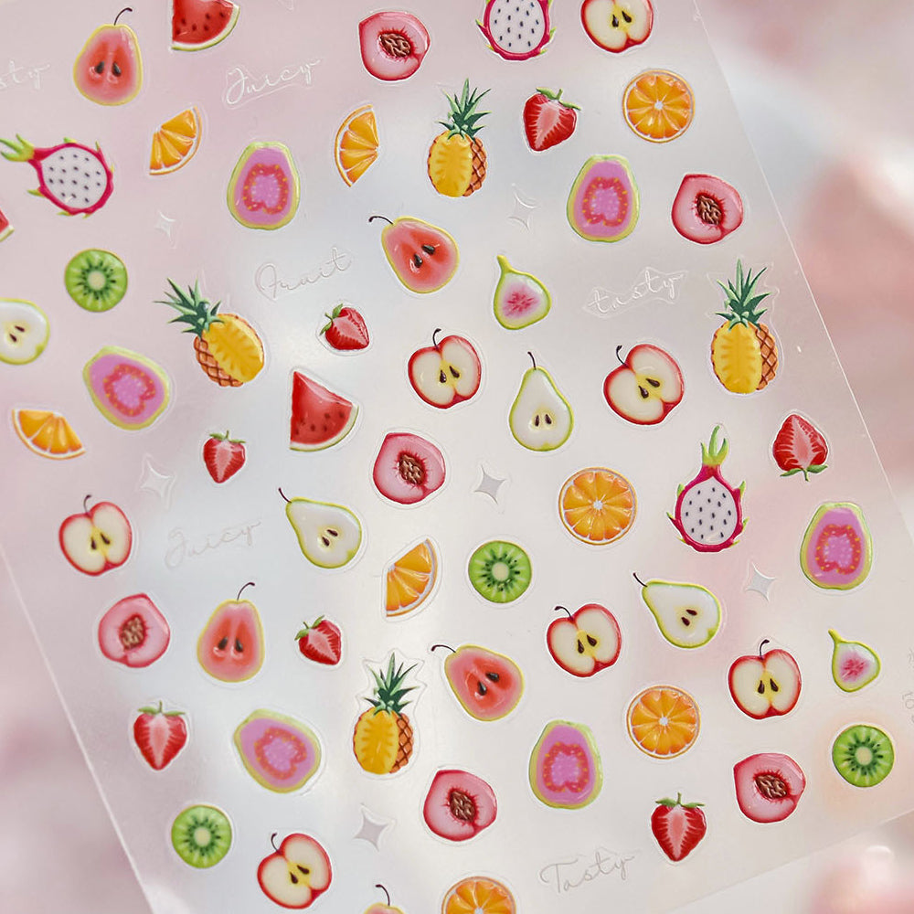 1 Piece Kawaii Red Cherry Bow Nail Stickers 5D Cute Fruit Design Adhesive Decorative Stickers for High-Quality Nail Art