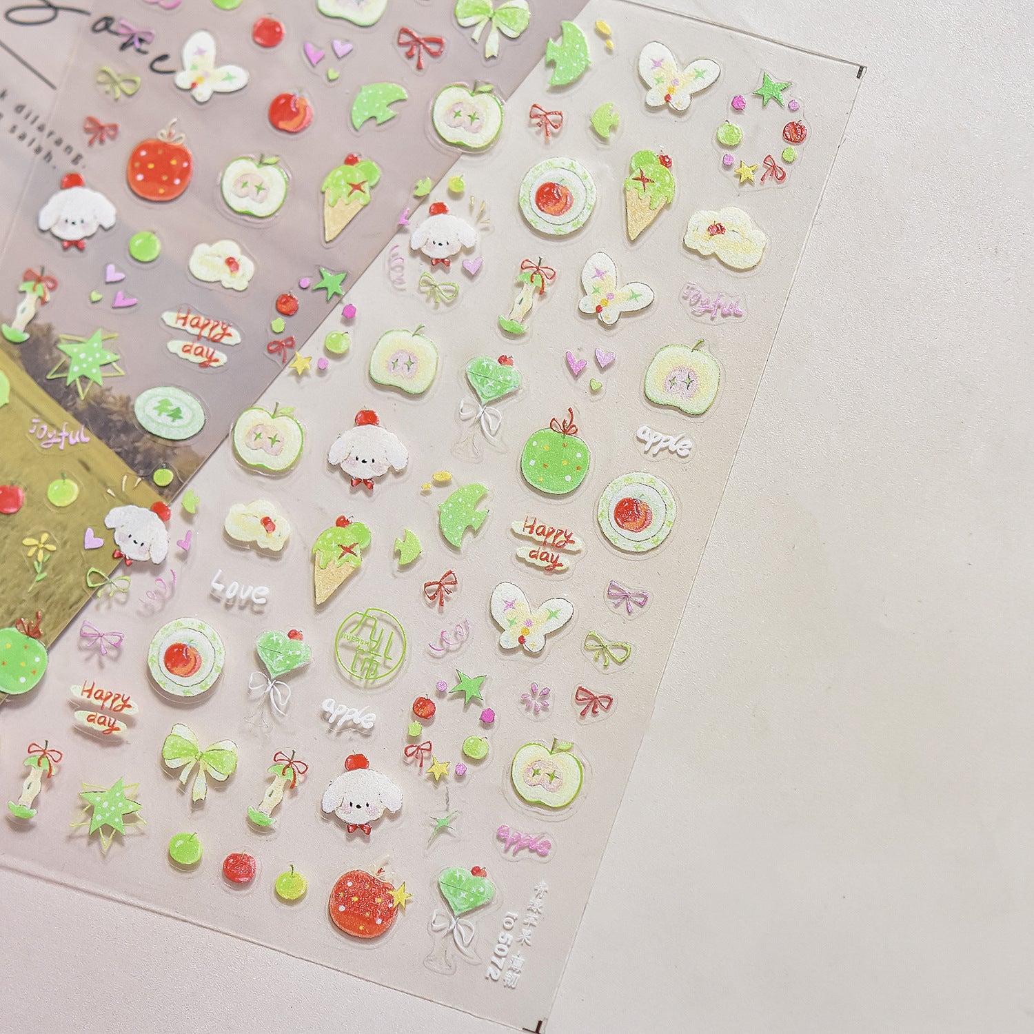 1 Piece Kawaii Red Cherry Bow Nail Stickers 5D Cute Fruit Design Adhesive Decorative Stickers for High-Quality Nail Art