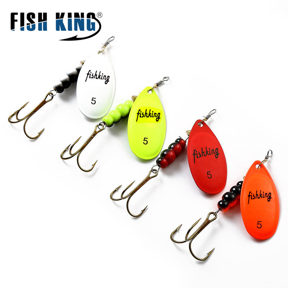 FISH KING Rotating Spinner Spoon Lures Metal Fishing Lure With Treble Hooks For Pike  Freshwater Pr 4