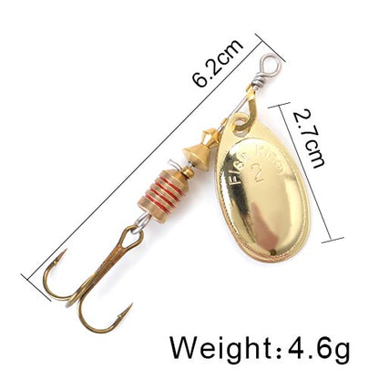 FISH KING Rotating Spinner Spoon Lures Metal Fishing Lure With Treble Hooks For Pike  Freshwater Pr 27
