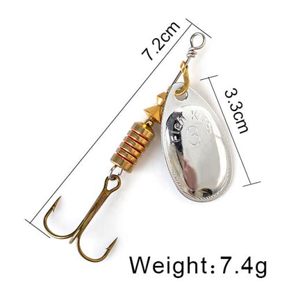 FISH KING Rotating Spinner Spoon Lures Metal Fishing Lure With Treble Hooks For Pike  Freshwater Pr 42