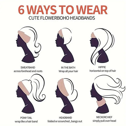Women Bohemian Style Elastic Headscarf Fashionable Breathable Cotton Wide Brimmed Hair Accessories  2