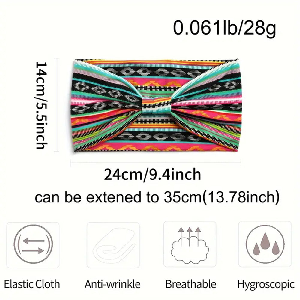 Women Bohemian Style Elastic Headscarf Fashionable Breathable Cotton Wide Brimmed Hair Accessories  3