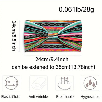 Women Bohemian Style Elastic Headscarf Fashionable Breathable Cotton Wide Brimmed Hair Accessories  3