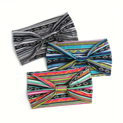 Women Bohemian Style Elastic Headscarf Fashionable Breathable Cotton Wide Brimmed Hair Accessories  4