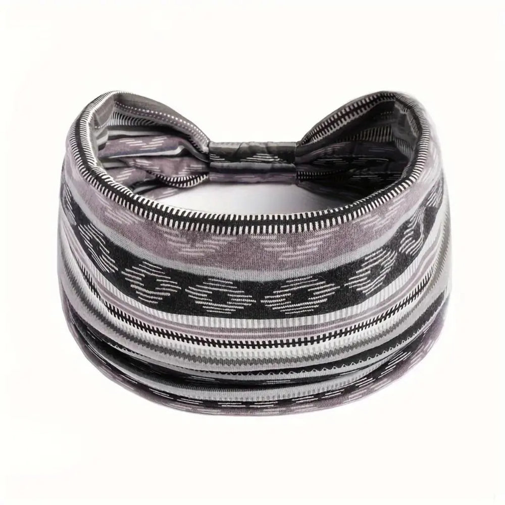 Women Bohemian Style Elastic Headscarf Fashionable Breathable Cotton Wide Brimmed Hair Accessories  5