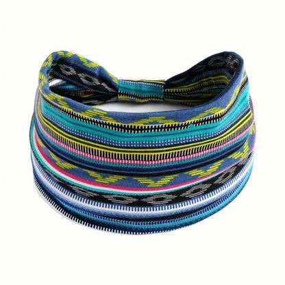 Women Bohemian Style Elastic Headscarf Fashionable Breathable Cotton Wide Brimmed Hair Accessories  7