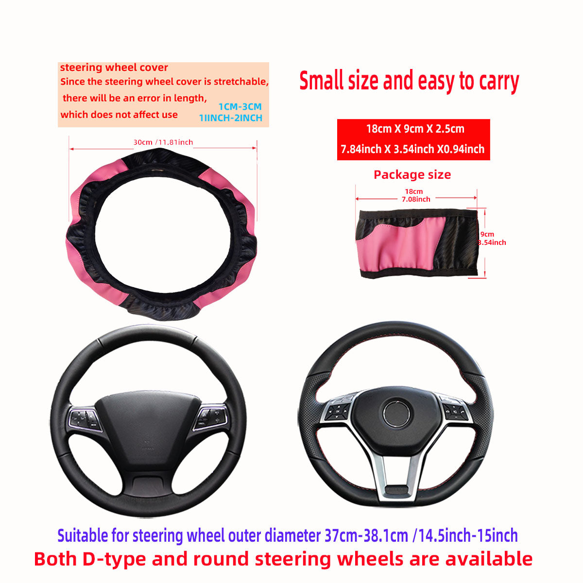 Premium PU Leather Carbon Fiber Car Steering Wheel Cover  Fits 14515 Inches No Inner Ring 1