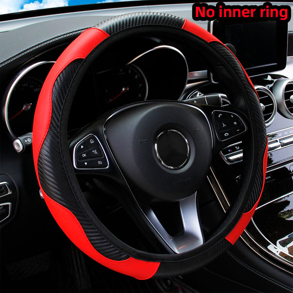 Premium PU Leather Carbon Fiber Car Steering Wheel Cover  Fits 14515 Inches No Inner Ring 2