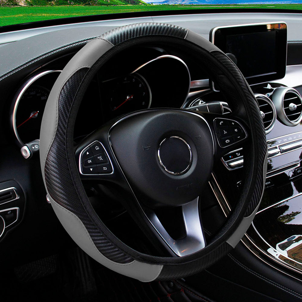 Premium PU Leather Carbon Fiber Car Steering Wheel Cover  Fits 14515 Inches No Inner Ring 3