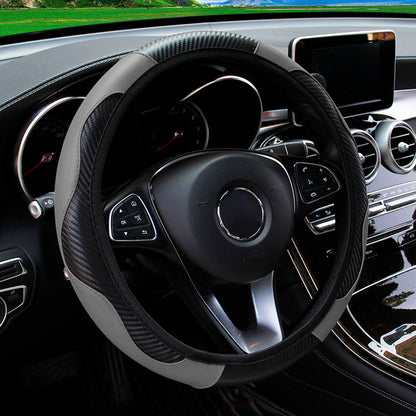 Premium PU Leather Carbon Fiber Car Steering Wheel Cover  Fits 14515 Inches No Inner Ring 3