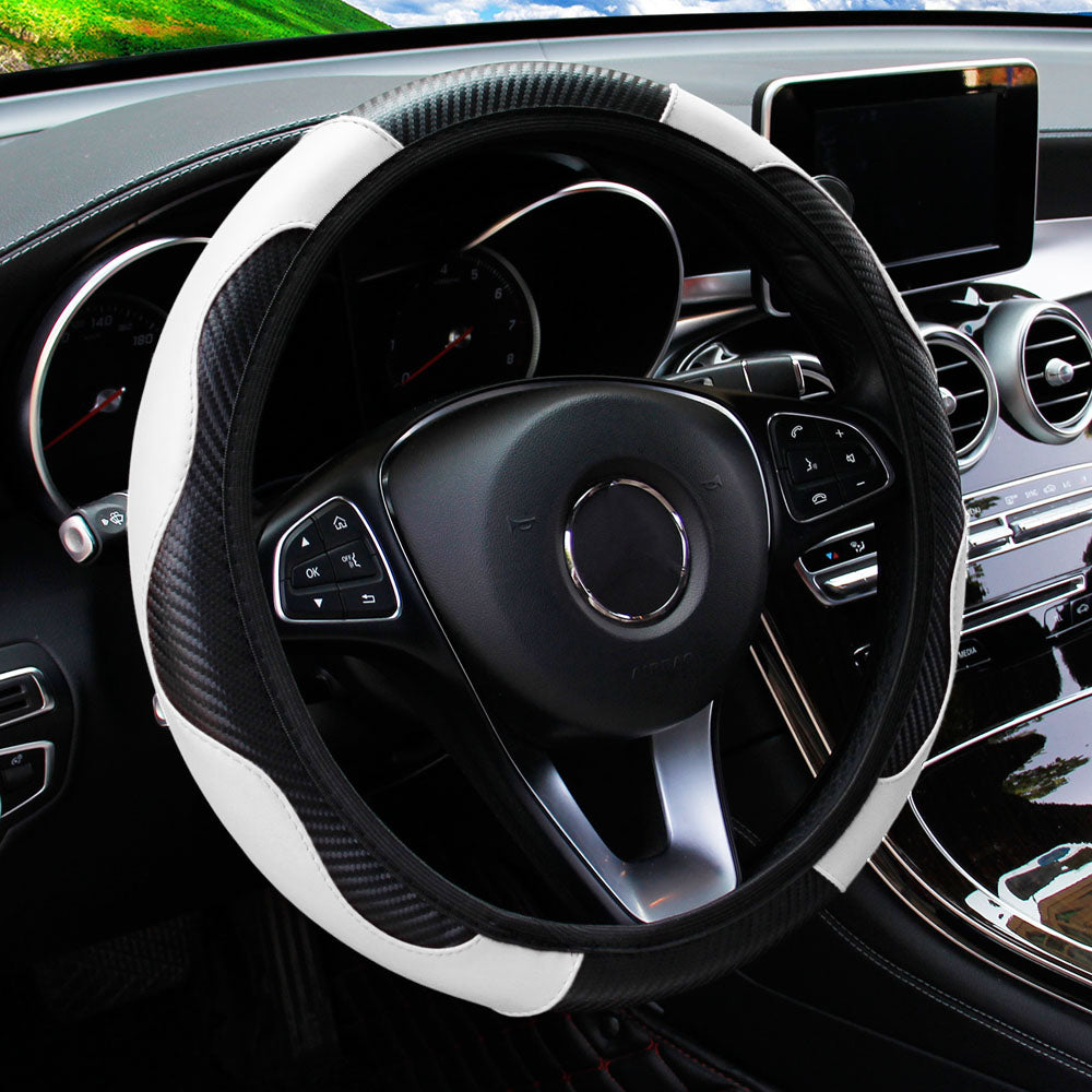 Premium PU Leather Carbon Fiber Car Steering Wheel Cover  Fits 14515 Inches No Inner Ring 5