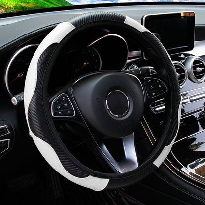 Premium PU Leather Carbon Fiber Car Steering Wheel Cover  Fits 14515 Inches No Inner Ring 5