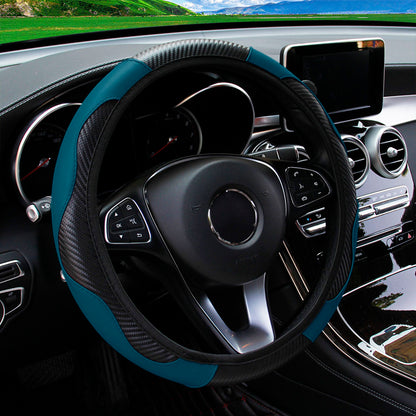 Premium PU Leather Carbon Fiber Car Steering Wheel Cover  Fits 14515 Inches No Inner Ring 9