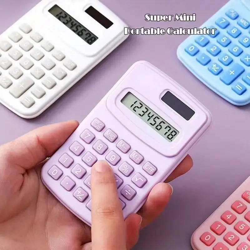 Small Solar Calculator Portable Cute 8 Digits LCD Electronic Calculator For Home Office  School Tea 2