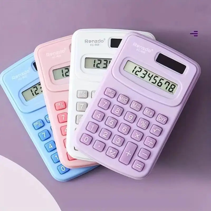 Small Solar Calculator Portable, Cute 8 Digits LCD Electronic Calculator for Home, Office & School Teaching Supplies