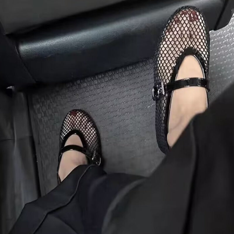Mesh Ballet Shoes Female Summer Flat Hollow Mesh Breathable Single Shoe Fishnet Shoes Sandals Light 4