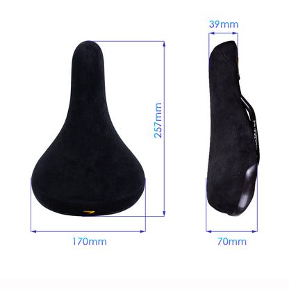 Embroidered Bicycle Saddle Wheelie Seat, Black Flannelette BMX Bike Seat with 8mm Rail, Stylish Logo Padded for Rider