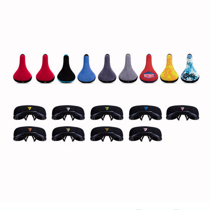 Embroidered Bicycle Saddle Wheelie Seat, Black Flannelette BMX Bike Seat with 8mm Rail, Stylish Logo Padded for Rider