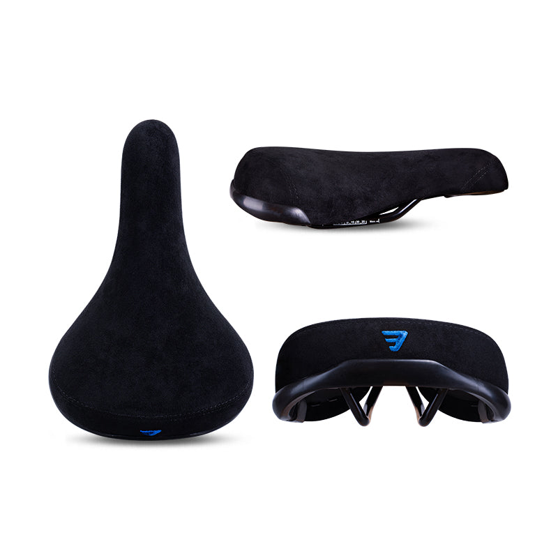 Embroidered Bicycle Saddle Wheelie Seat, Black Flannelette BMX Bike Seat with 8mm Rail, Stylish Logo Padded for Rider