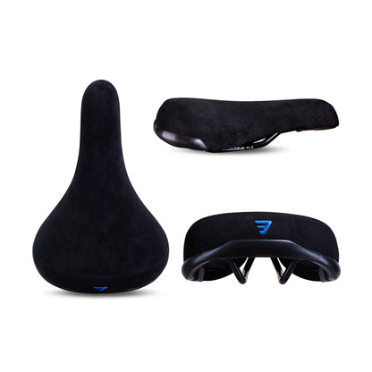 Embroidered Bicycle Saddle Wheelie Seat, Black Flannelette BMX Bike Seat with 8mm Rail, Stylish Logo Padded for Rider