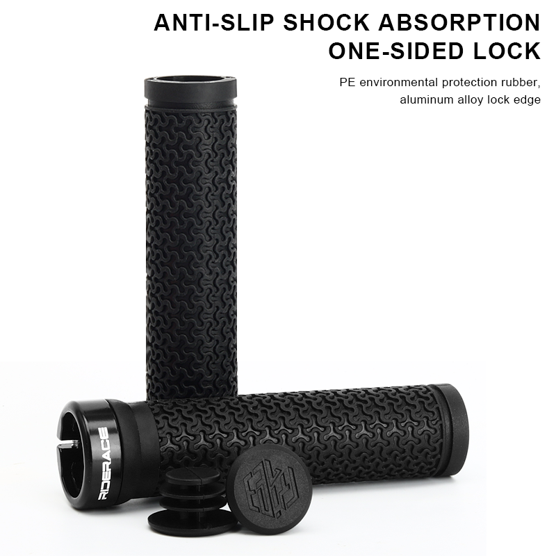 Bicycle Handlebar Grips MTB Mountain Bike Non-Slip Rubber Lock-On Covers, Single-Sided Locking Cycling Handle Grips