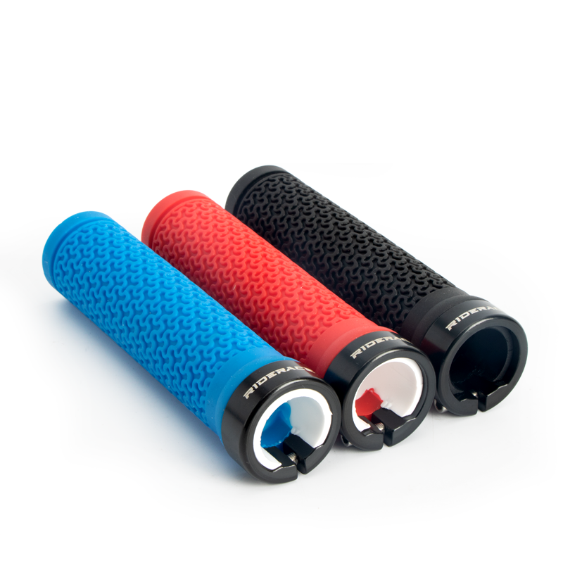 Bicycle Handlebar Grips MTB Mountain Bike Non-Slip Rubber Lock-On Covers, Single-Sided Locking Cycling Handle Grips