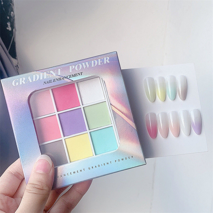 9-Color UV Nail Powder Kit - Matte, Shimmer & Gradient Effects for DIY Manicures