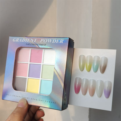 9Colors Solid Patting Nail Powders  UV Polish Decoration Kit With Shimmer Fine Glitter Gradient  Ma