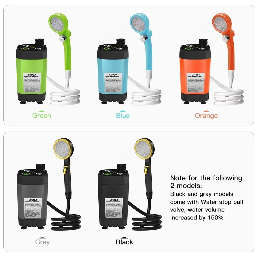 Portable Camp Shower Kit With Digital Display And 6000mAh Battery 5
