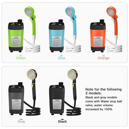 Portable Camp Shower Kit With Digital Display And 6000mAh Battery 5