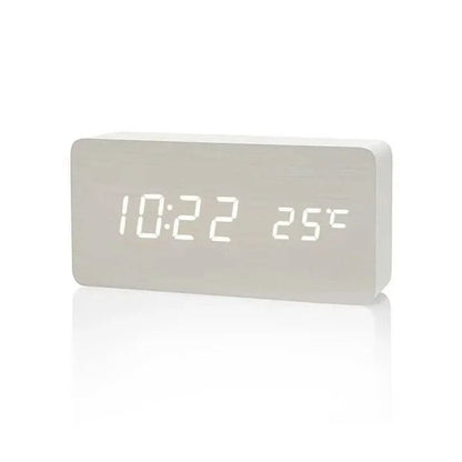 Wooden Digital LED Alarm Clock With Temperature Display 7
