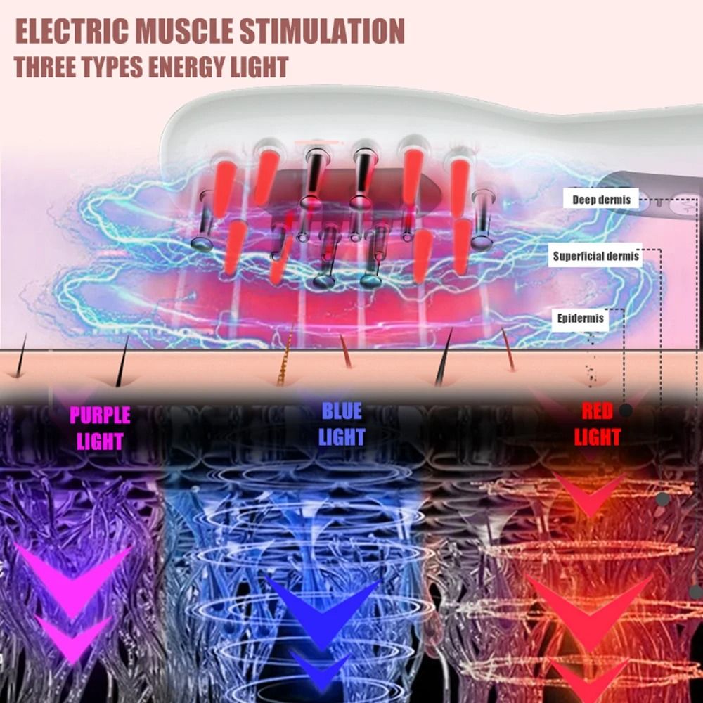 Electric Hair Care Comb Micro Current Massage Comb Hair Conditioner LED Colored Light Radio Frequen 3