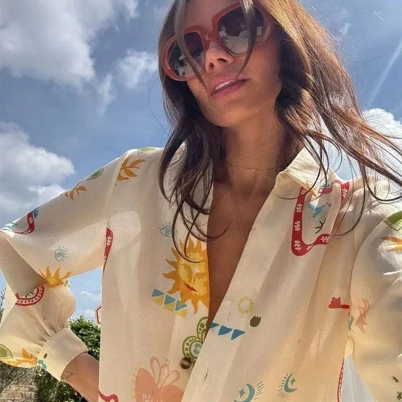Women Fashion Elastic Waist Two Piece Floral Print Top And Shorts Set 3