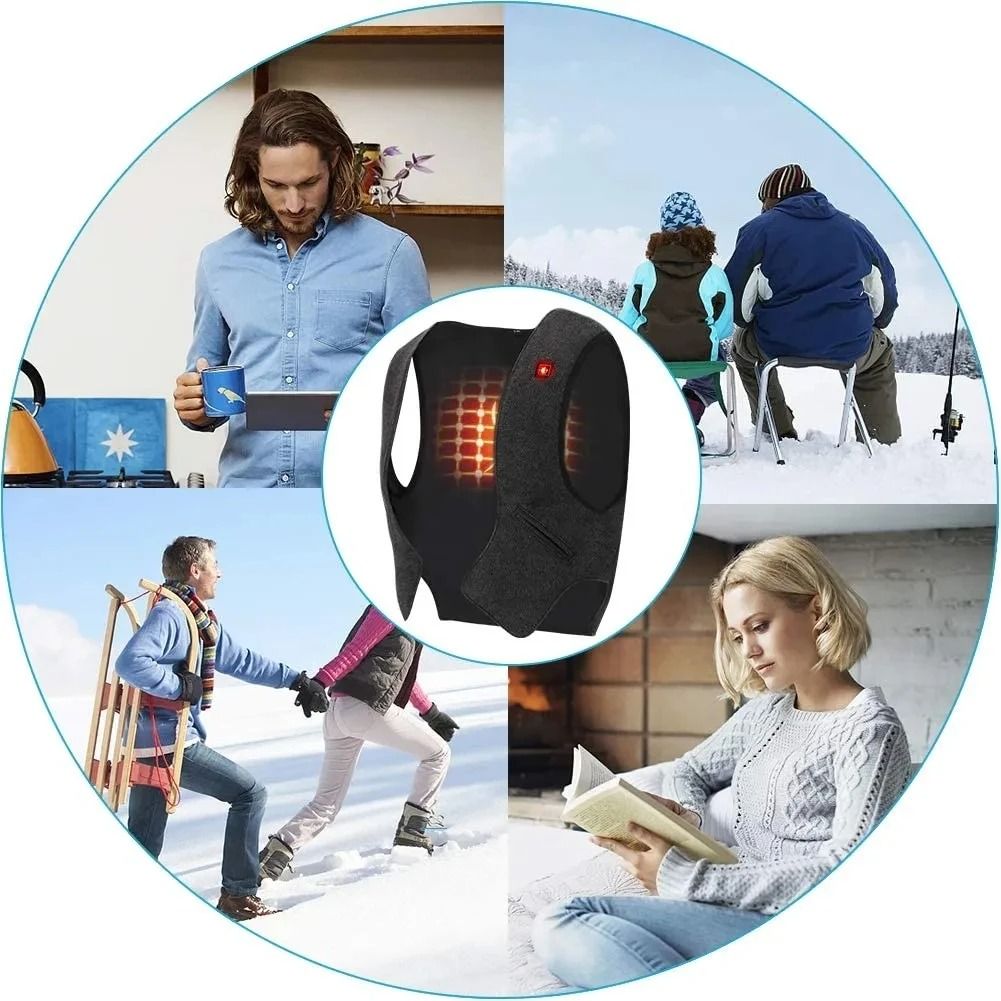 Mens Graphene Heated Vest USB Charging Padded Thermal Winter Jacket For Outdoor Cold Weather Wear 4