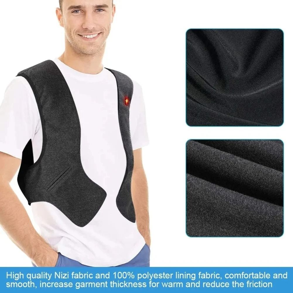 Mens Graphene Heated Vest USB Charging Padded Thermal Winter Jacket For Outdoor Cold Weather Wear 5