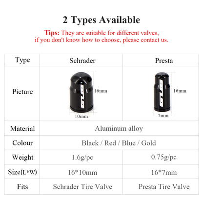 Aluminum CNC Bicycle Valve Caps For Schrader Presta AV FV MTB Road Bike Dustproof Tyre Tube Gas Noz 2