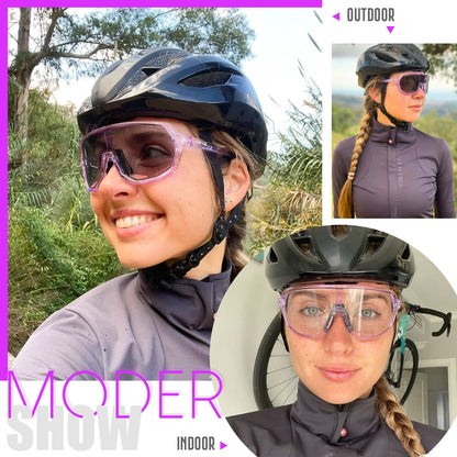 Photochromic Cycling Sunglasses Goggles for Men & Women, TR90 Frame Outdoor Bike Riding Glasses Road Bicycle Eyewear