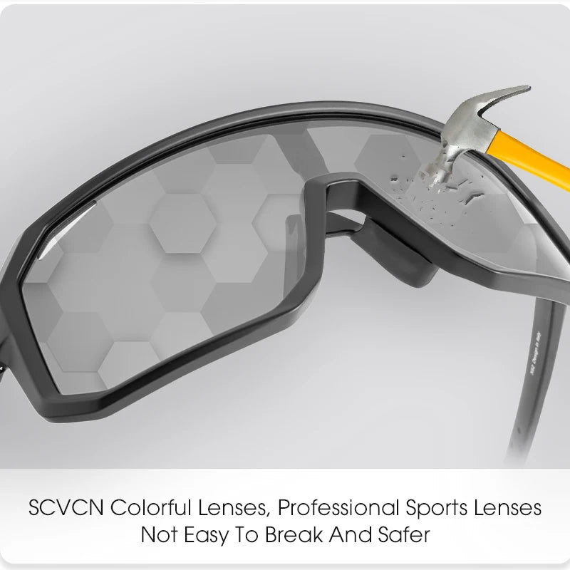 Photochromic Cycling Sunglasses Goggles for Men & Women, TR90 Frame Outdoor Bike Riding Glasses Road Bicycle Eyewear