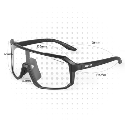 Photochromic Cycling Sunglasses Goggles for Men & Women, TR90 Frame Outdoor Bike Riding Glasses Road Bicycle Eyewear