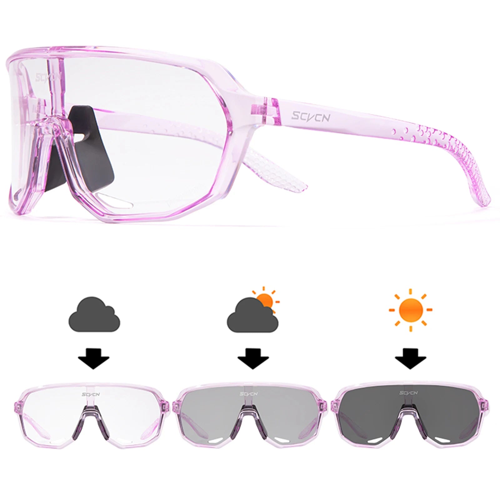 Photochromic Cycling Sunglasses Goggles for Men & Women, TR90 Frame Outdoor Bike Riding Glasses Road Bicycle Eyewear
