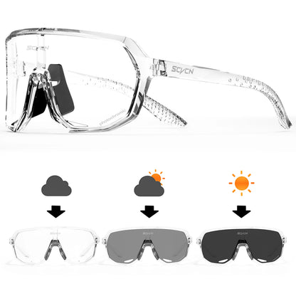 Photochromic Cycling Sunglasses Goggles for Men & Women, TR90 Frame Outdoor Bike Riding Glasses Road Bicycle Eyewear