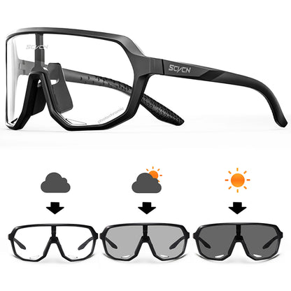 Photochromic Cycling Sunglasses Goggles for Men & Women, TR90 Frame Outdoor Bike Riding Glasses Road Bicycle Eyewear