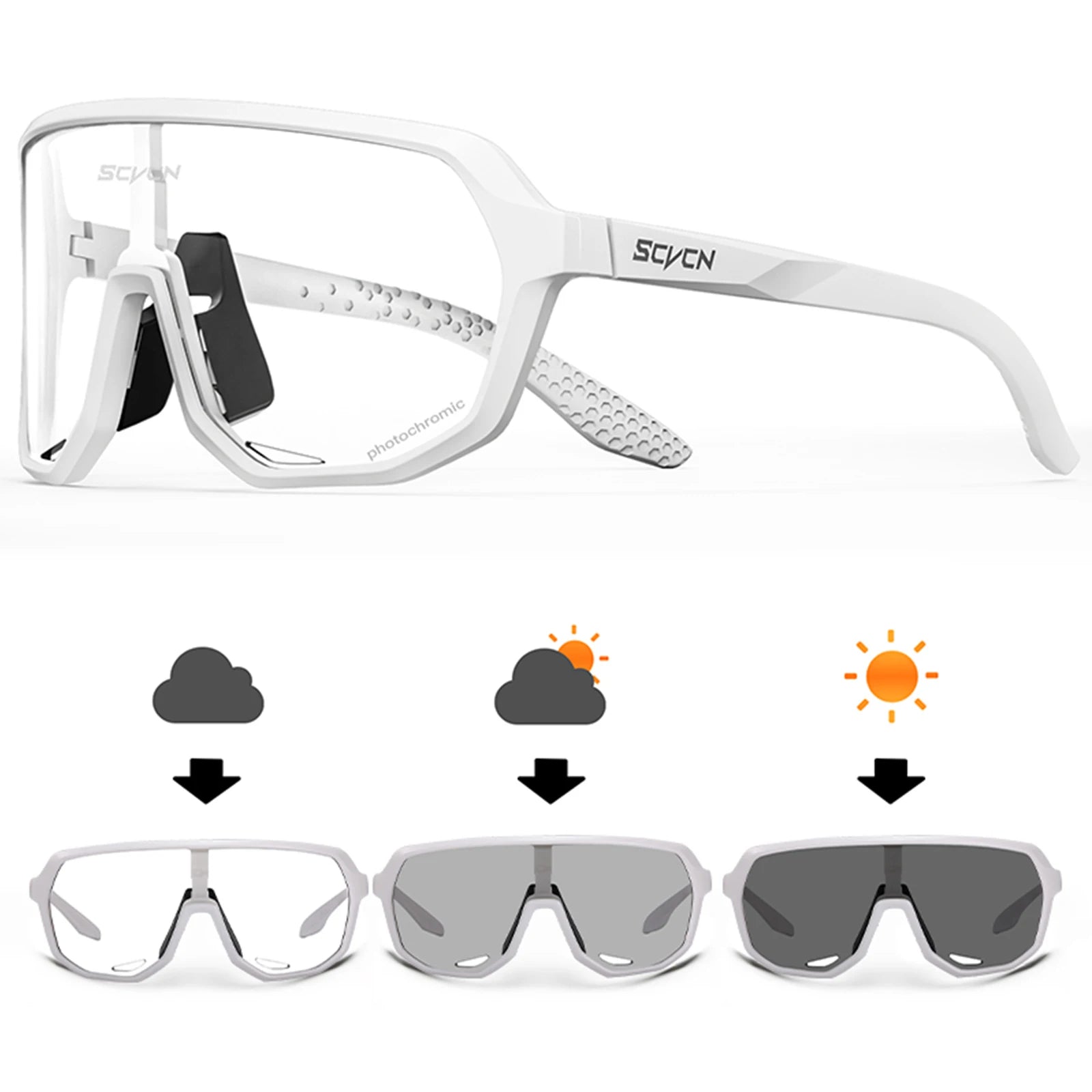 Photochromic Cycling Sunglasses Goggles for Men & Women, TR90 Frame Outdoor Bike Riding Glasses Road Bicycle Eyewear