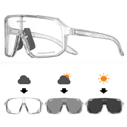 Photochromic Cycling Sunglasses Goggles for Men & Women, TR90 Frame Outdoor Bike Riding Glasses Road Bicycle Eyewear
