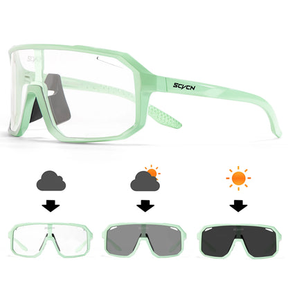 Photochromic Cycling Sunglasses Goggles for Men & Women, TR90 Frame Outdoor Bike Riding Glasses Road Bicycle Eyewear