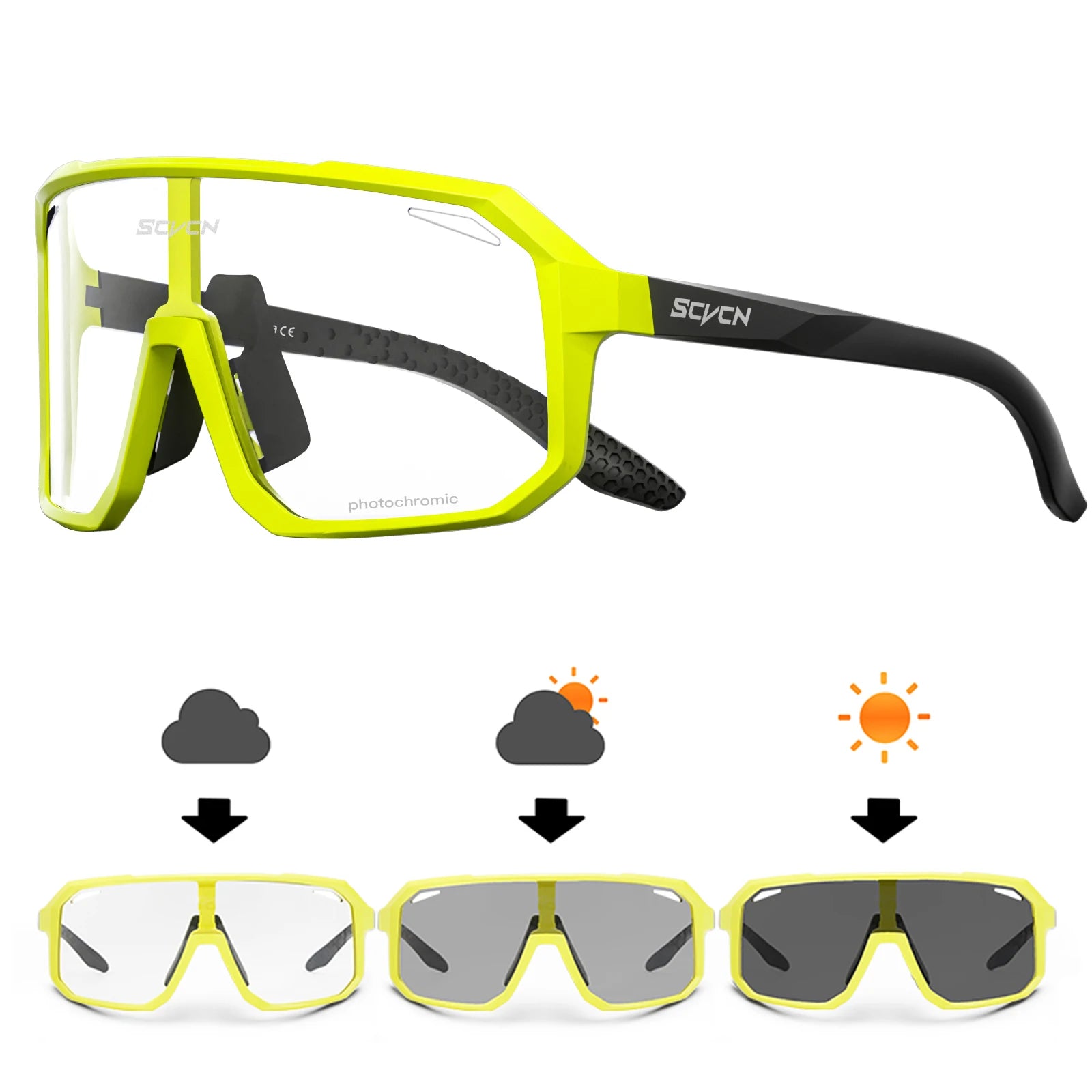 Photochromic Cycling Sunglasses Goggles for Men & Women, TR90 Frame Outdoor Bike Riding Glasses Road Bicycle Eyewear